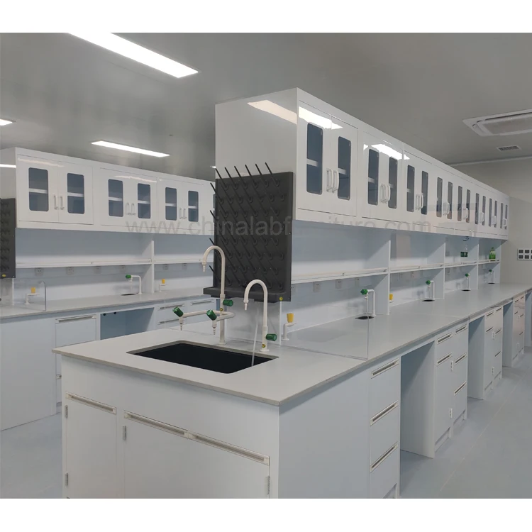 High Quality Chemical Lab Furniture PP Lab Benches Tables with Shelves for Student and University Use