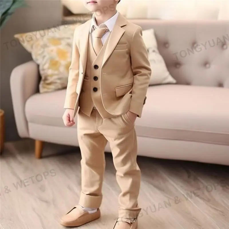 Custom Suits for Baby Boy Costume Cotton Suits Single Breasted Kids Blazers Boys Suits Set Formal Wedding Wear Children Clothing