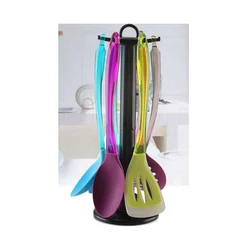 5 piece Transparent Colorful Kitchenware High Heat Resistant Silicone Kitchen Utensil Set