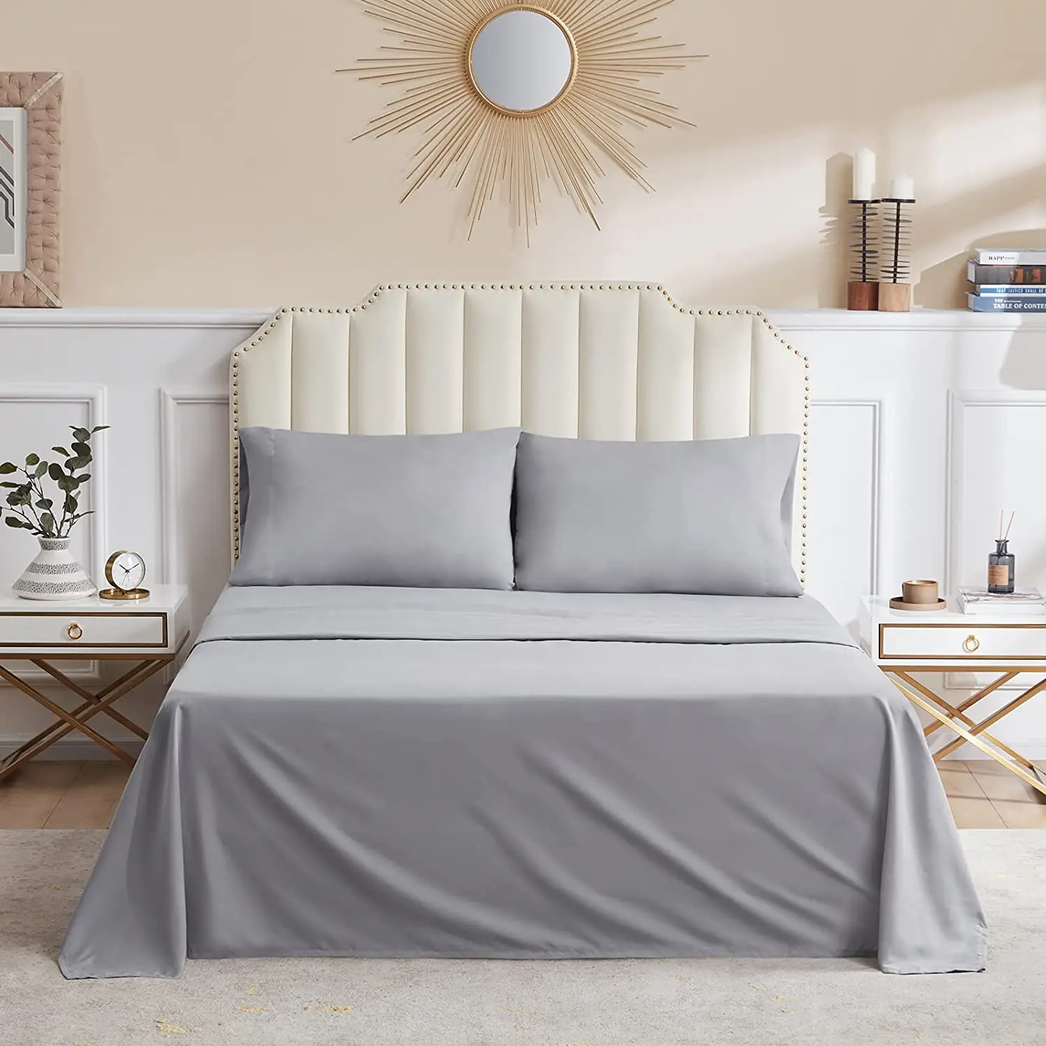 Luxury Comforter King Size Plain Cotton Flat Sheet Bed Sheets Sets Bedding Set