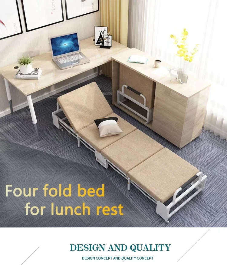 SY-2109A Office furniture lunch break folding bed with foam mattress and wheels