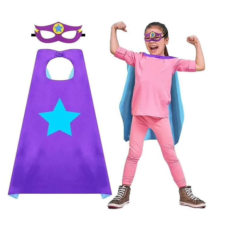 Custom printed pattern kids capes with designs Kids  Cosplay Cape Costume Cloak with eye mask