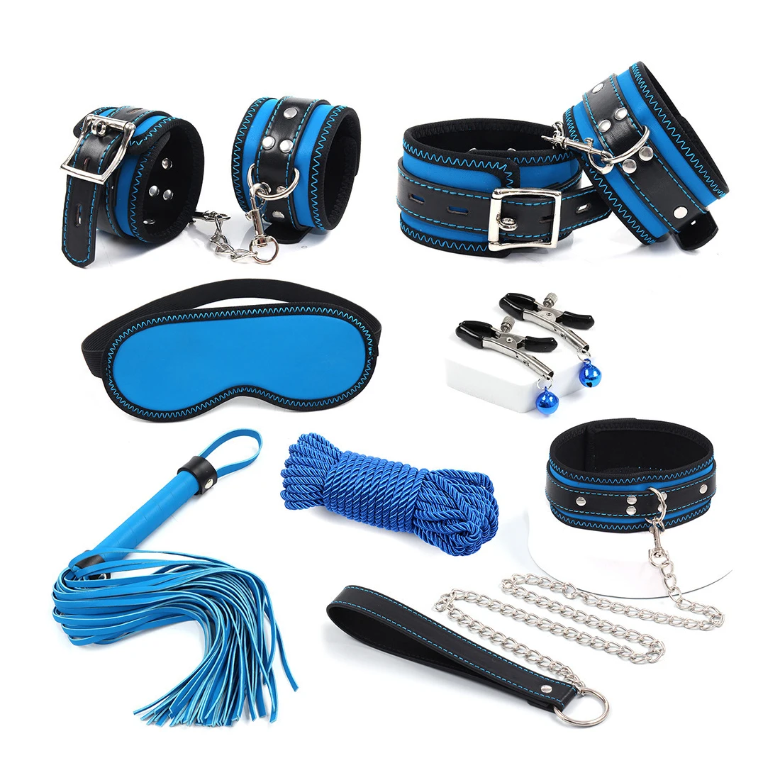 Sex Toy Bdsm 7Pcs Set Suit Kit Pu Leather Box Adult Product Sm Bed Bondage Restraint For Man And Woman