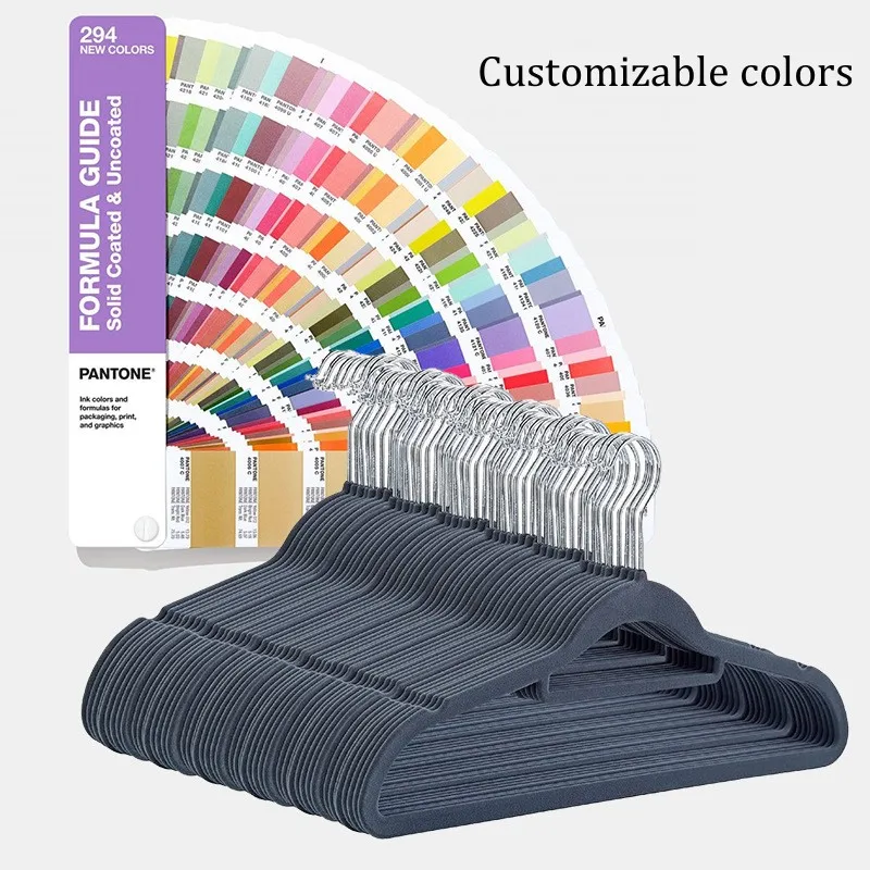 Velvet Non-Slip Suit Clothes Hangers Space Saving Hangers  With Tie Bar Heavy Duty Coat Hangers