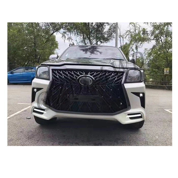 Steel quarter panel hoop scoop front bumper grill Facelift body kit for Hilux vigo upgrade to lexus 570