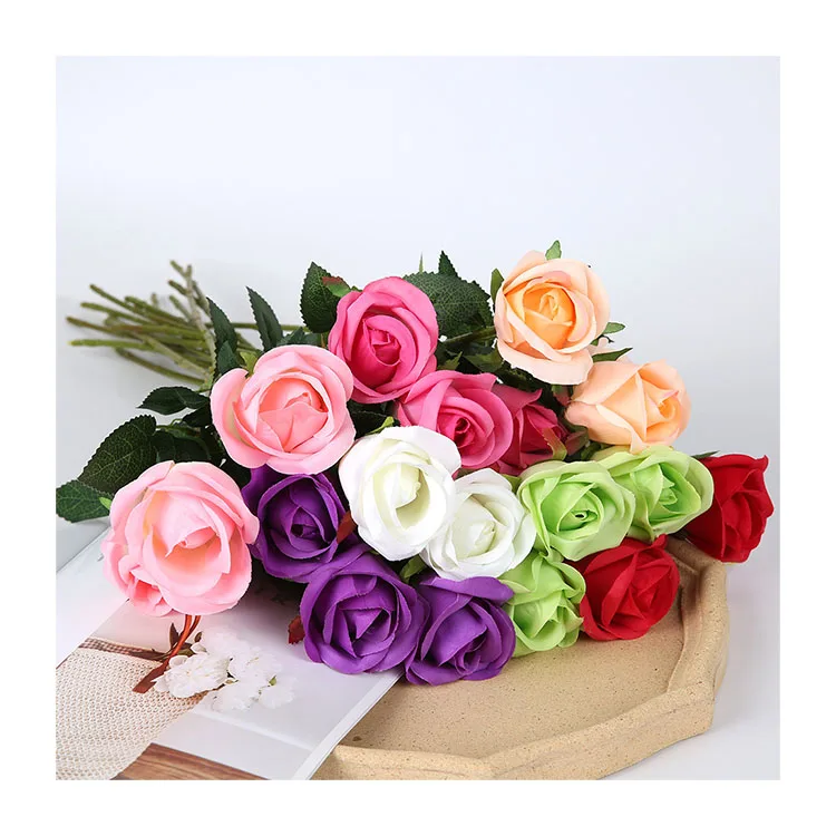 Modern popular wedding decor bride bouquet real touch artificial white roses