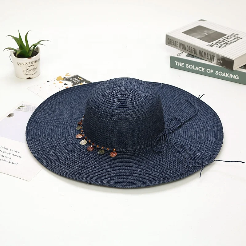 New Hot sale Beach Sun Protection Straw Hat Adjustable Beach Hat Large Sunshade Holiday Travel Sun Hat