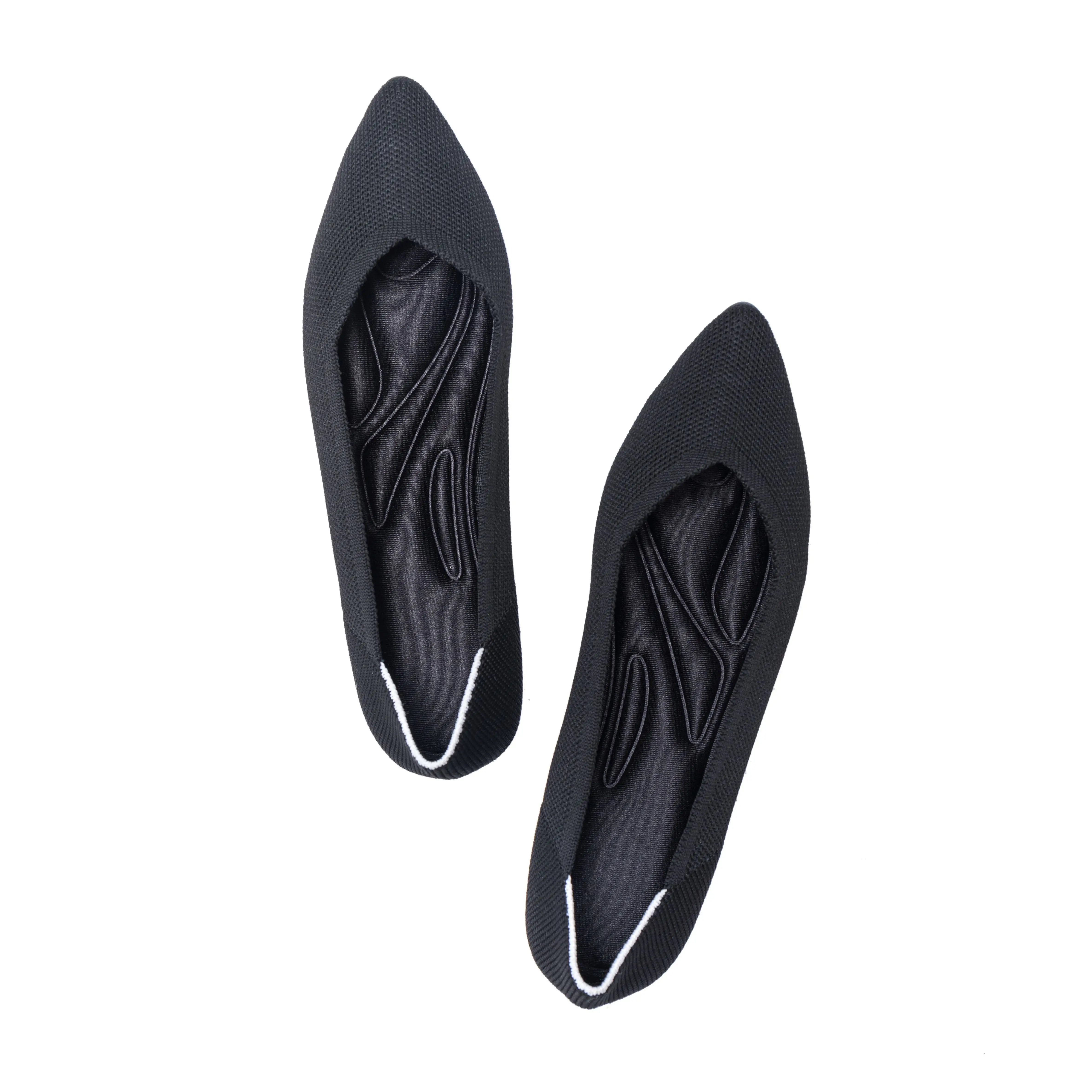  Wholesale High Quality Flying Knitting Casual Pointed Flat Shoes For