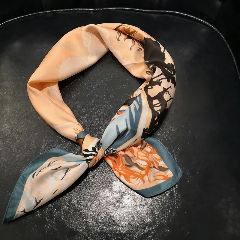 Custom Design Silk Scarf Big Muslim Scarf Hijab Print New Satin Silk Silk Bandana Women Square Digital