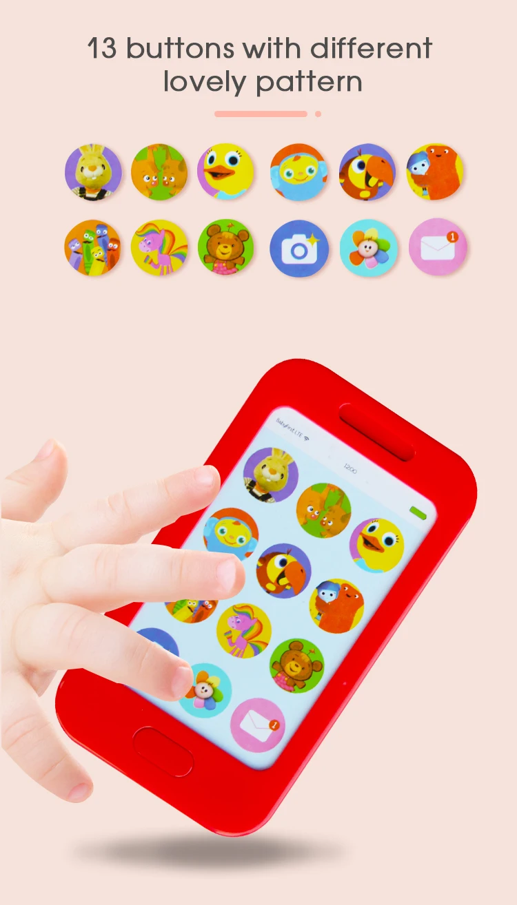 Customized Molding Push Buttons Baby Phone Toy Interactive Educational Sound Toy Phone For Children