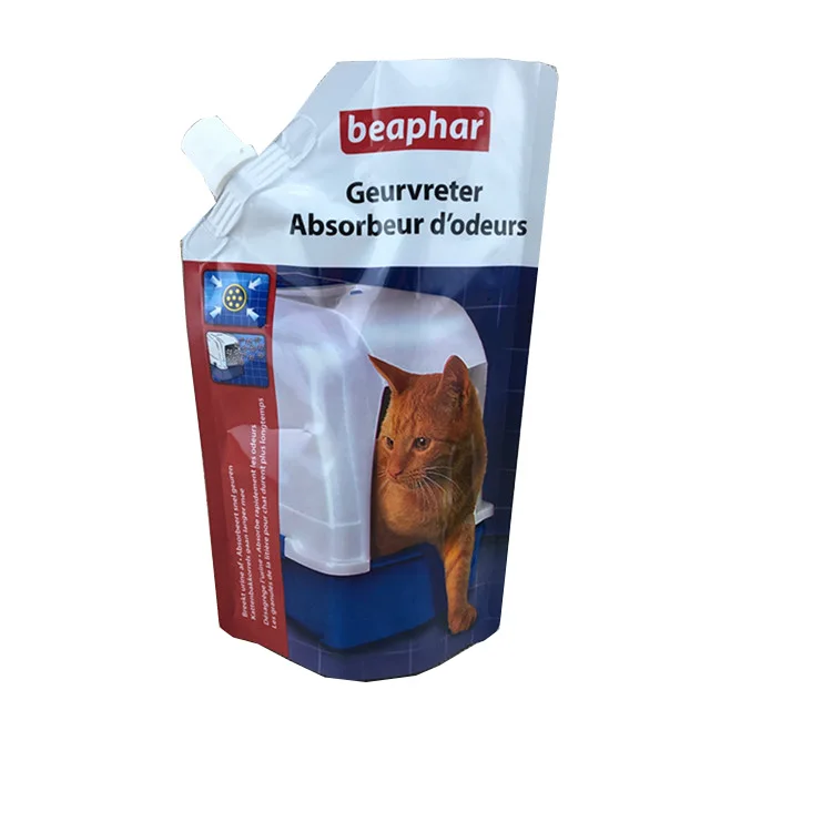 Colorful 400g plastic stand up spout pouch for cat litter pet food Solid particles
