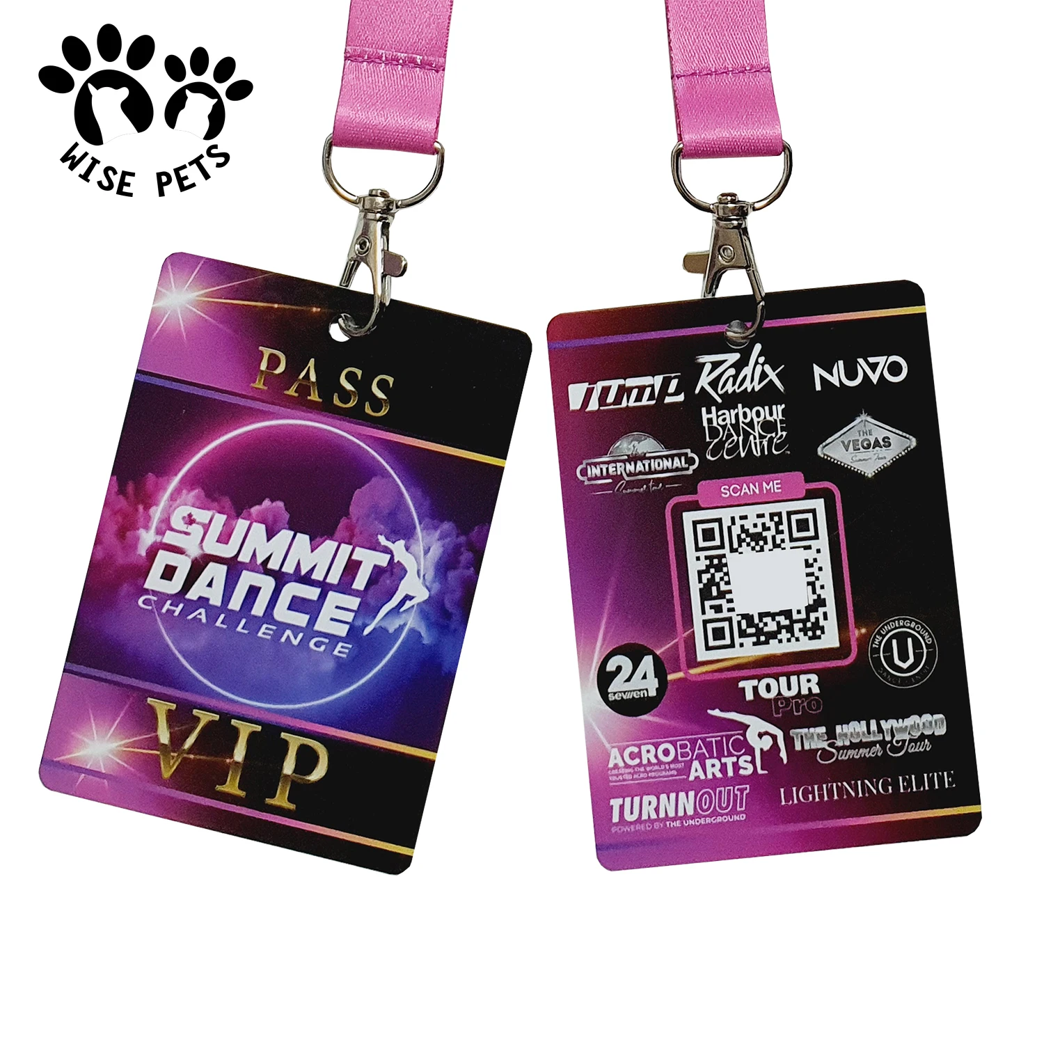 Custom Athlete Referee Coach Teacher Student Lanyard Print Logo PVC Plastic Name ID Badge Holder QR Code VIP Access Pass Card