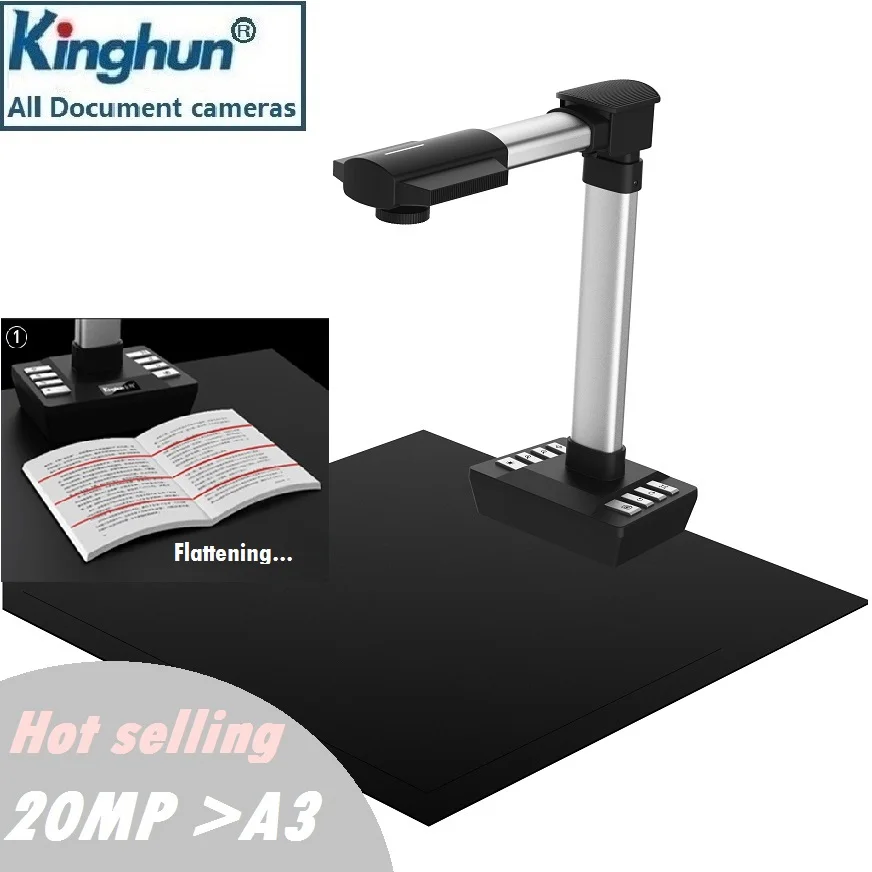 A3 scanning area book curve surface flattening Portable 20 mega pixel Book Document Scanner Camera