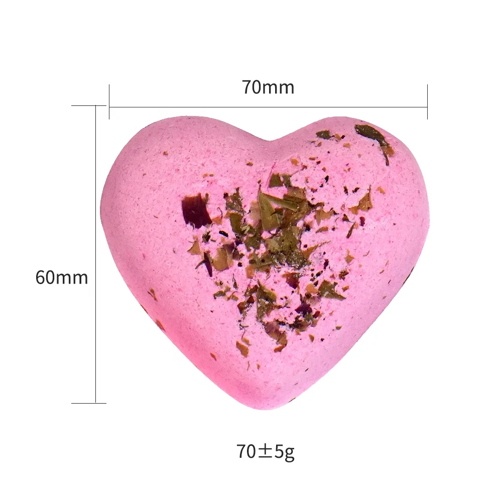 Msds/100% Natural Ingredients Wholesale Salt Bathbombs Fizzy Heart Shapes Bath Bomb With Petals
