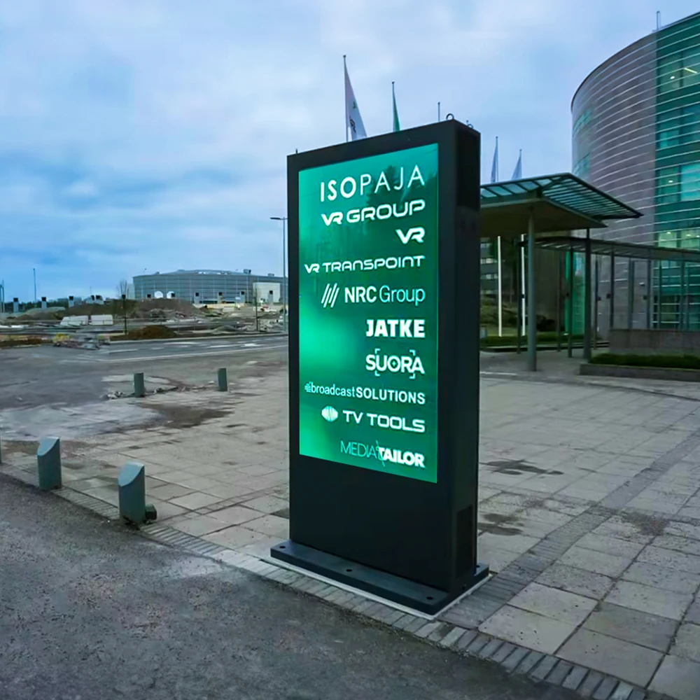 advertising kiosk totem pole solar ip65 screen 5000nits 55inch monitor window waterproof lcd screen outdoor display tv 55inch