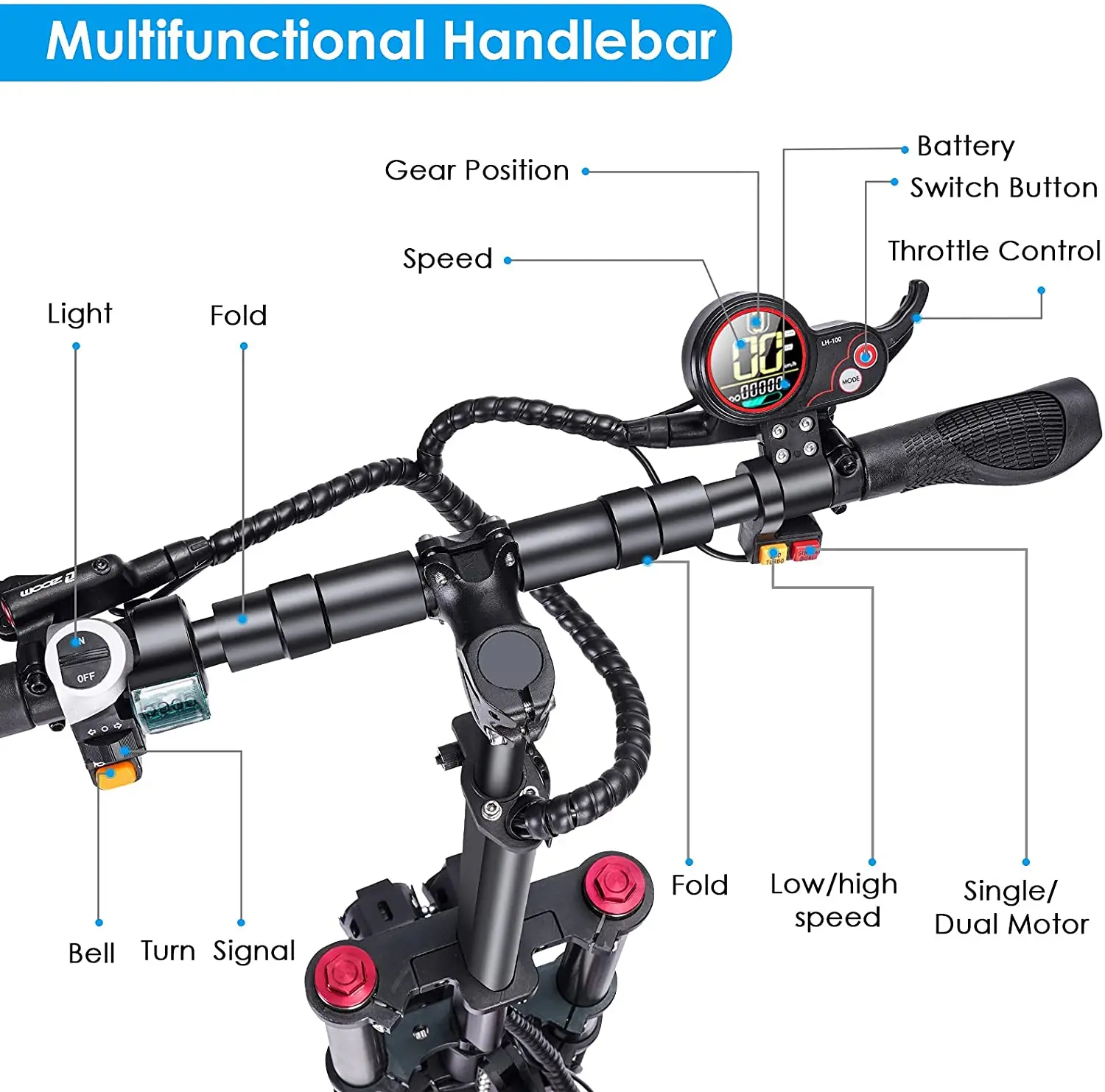 11' Tire 60V33Ah Battery Dual Motor Top Speed 80-85km/h Foldable Double Suspension Portable Off-road Electric Scooter with Seat