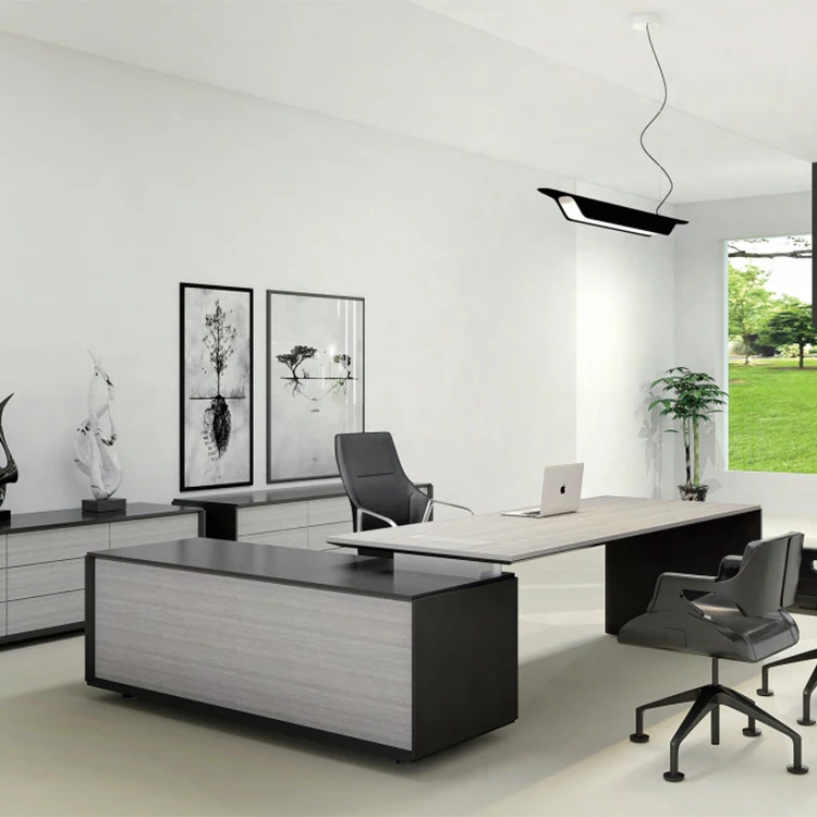 Fashionable design high quality solid wooden manager/CEO/boss black office table desk