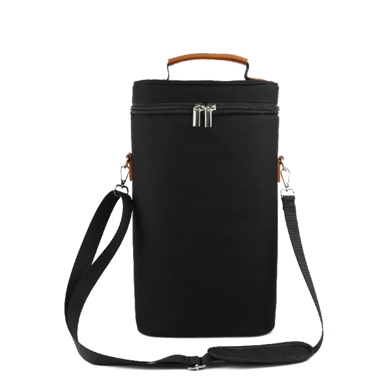 Insulated 2 Bottle Wine Tote Carrier | Padded Wine Cooler Bag for Travel Picnic BYOB | Portable Wine Bag with Shoulder Strap