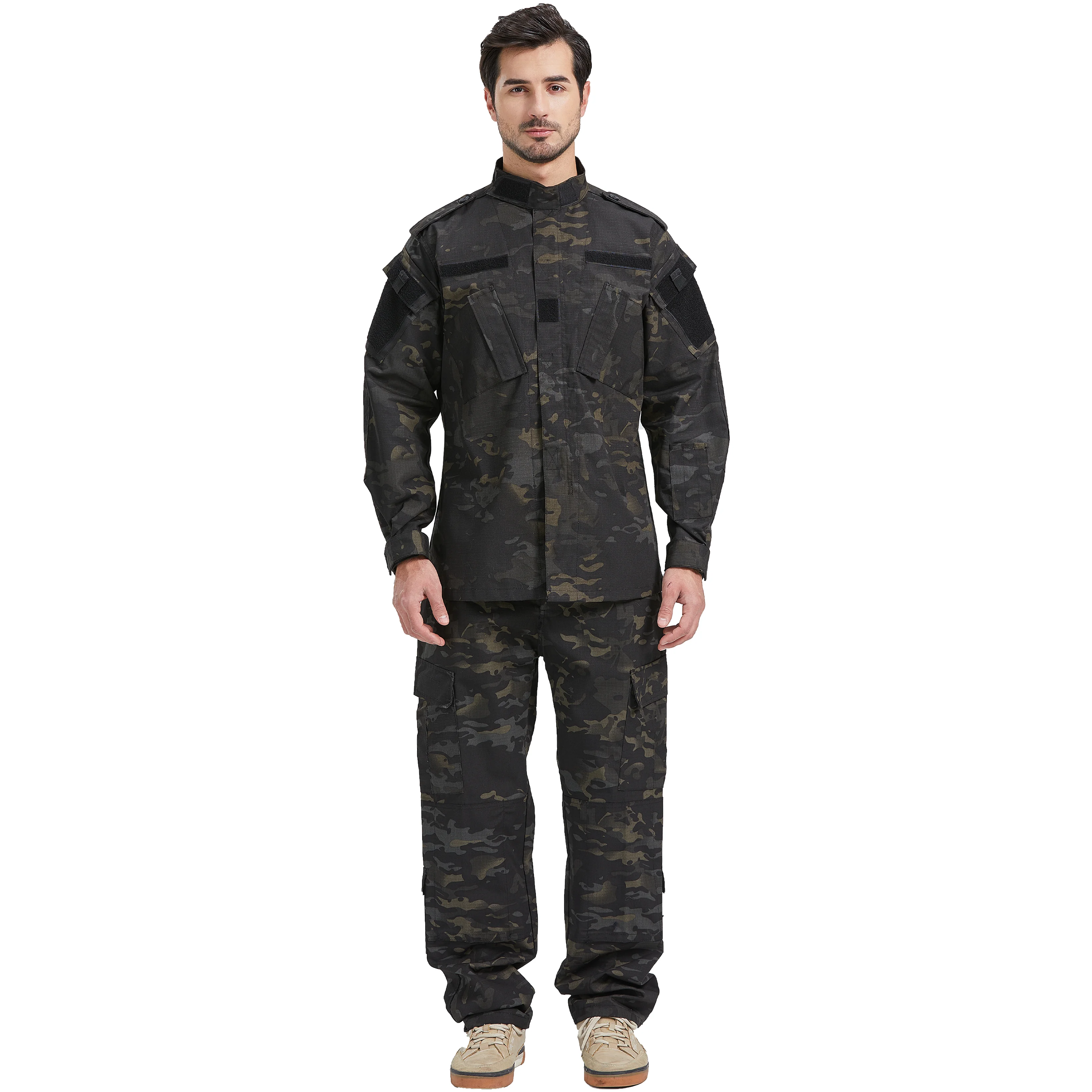 durable tear-resistant Moisture-wicking Forest Camouflage tactical cosplay sports training jacket tactical outdoor uniform