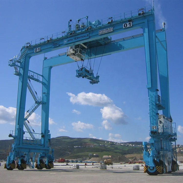 40t straddle carrier sea port rtg crane 45t 50ton rubber tyred container gantry crane