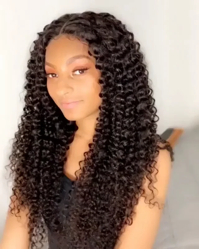 Indian Women Hair Wig Natural Color Loose Curly Human Hair Wig Fashion Human Hair Lace Front Wig