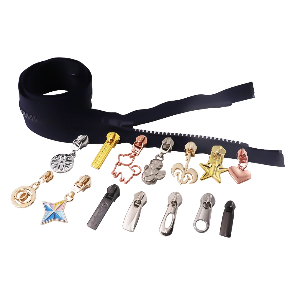 Логотип на заказ металлическая молния из цинкового сплава креативный дизайн молния-слайдер для куртки