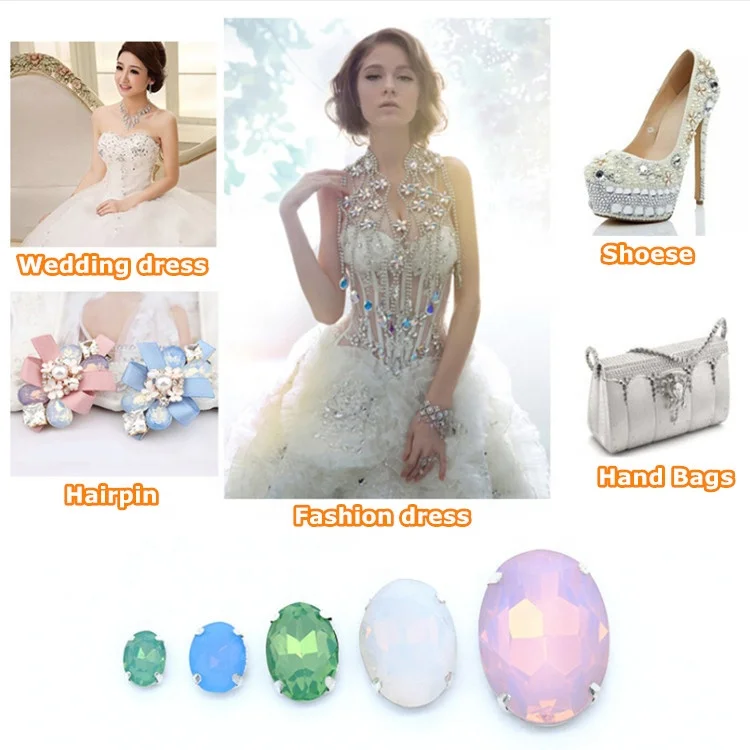 
Claw Setting Bead Crystals Stone Opal Sew On Appliques For Women Dress 