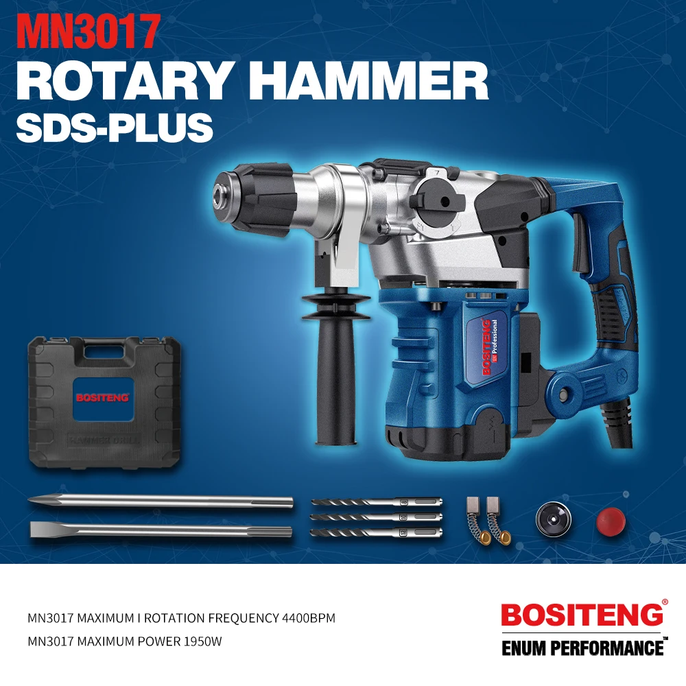MEINENG 3017 High Quality DIY Grade Electric Rotary Hammer Tool 40mm Max Drilling Diameter 28mm Max Drill Size