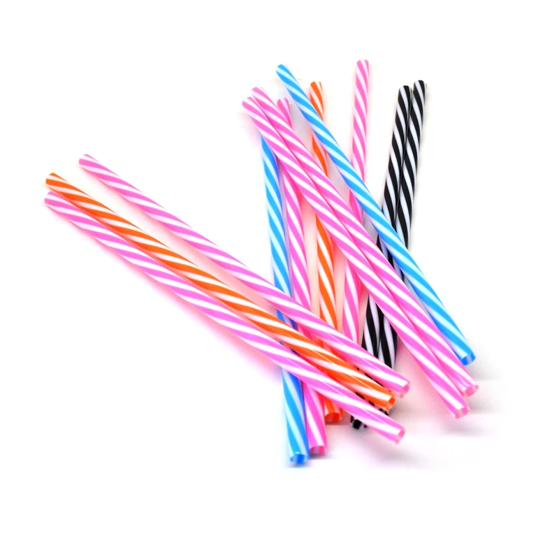 Hard plastic reusable straw 9 inch drinking straw striped party straws
