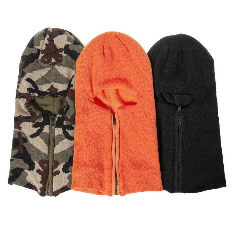 Outdoor One Hole Balaclava Knit Zipper Ski Mask Neon Color Ski Mask