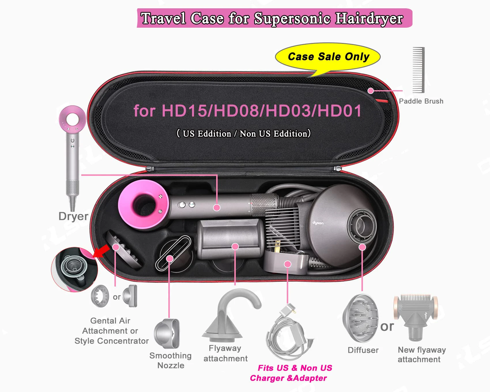 Hard Supersonic Accessories Case Supersonic Hair Dryer Storage Case