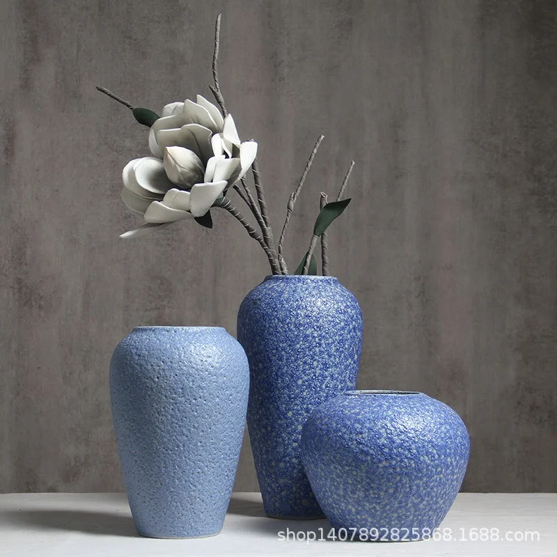 Tall Abstract Cheap Large China Plants Vintage  Blue Ceramic Vase For Centerpieces