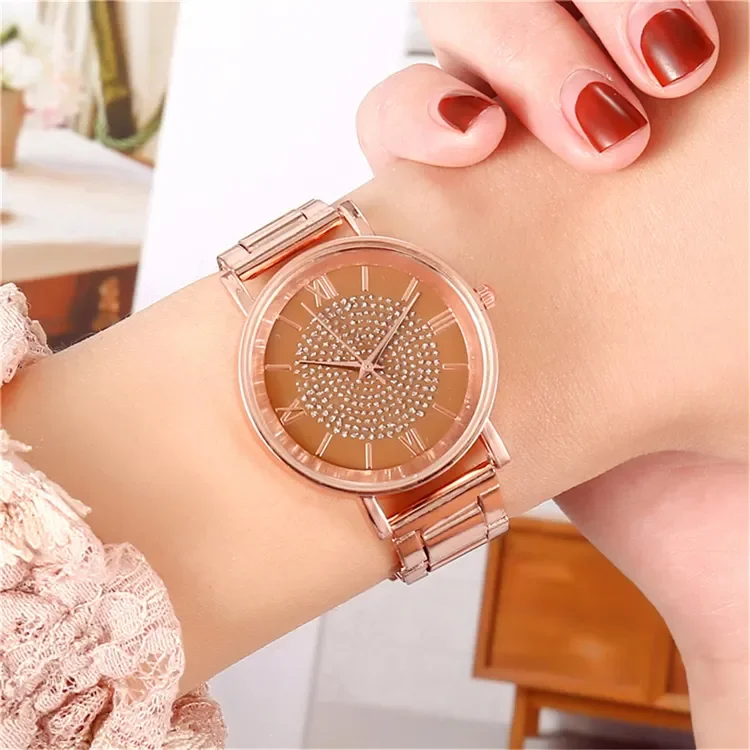 2023 diamond watch full alloy material female perfect quartz japan movement gold mens watch