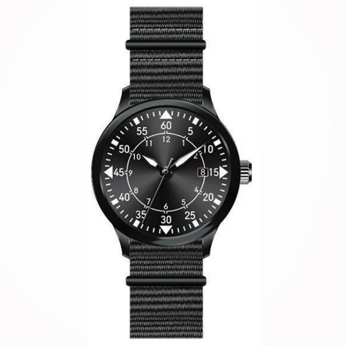 Sedex factory customized LOGO unisex watch stainless steel with nylon strap clear read watch 5 ATM military wrist watch for men