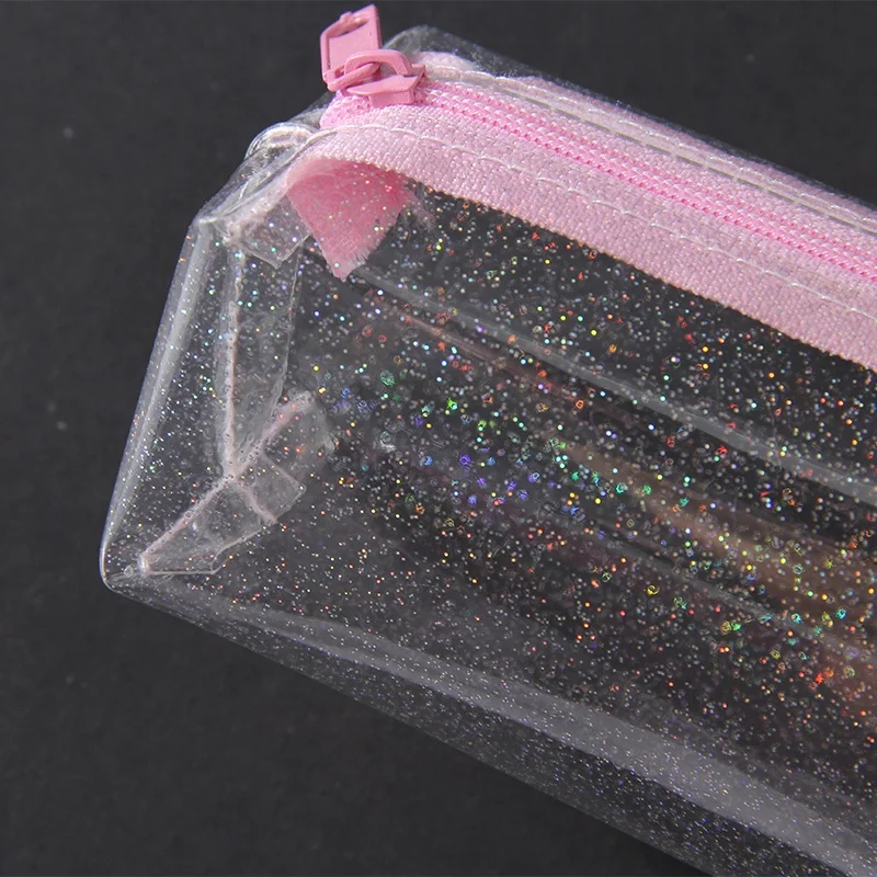 Лидер продаж, недорогой Милый Прозрачный блестящий чехол желеобразного цвета для девушек, сумка для ручек на молнии, сумка для карандашей
