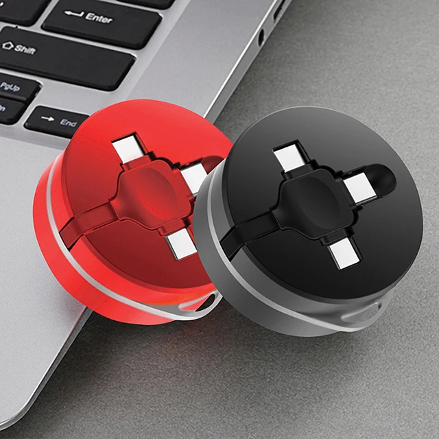 Huien Multi USB 3 in 1 Retractable Phone Data Cable 3A Fast Charging cable With Type-c And Micro USB And I Port