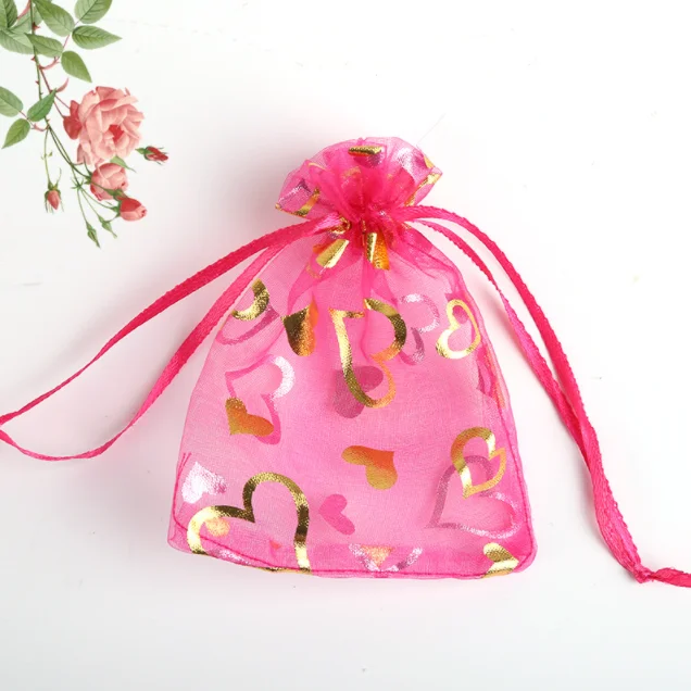 Cosmetic jewelry trial set foil pattern organza bag