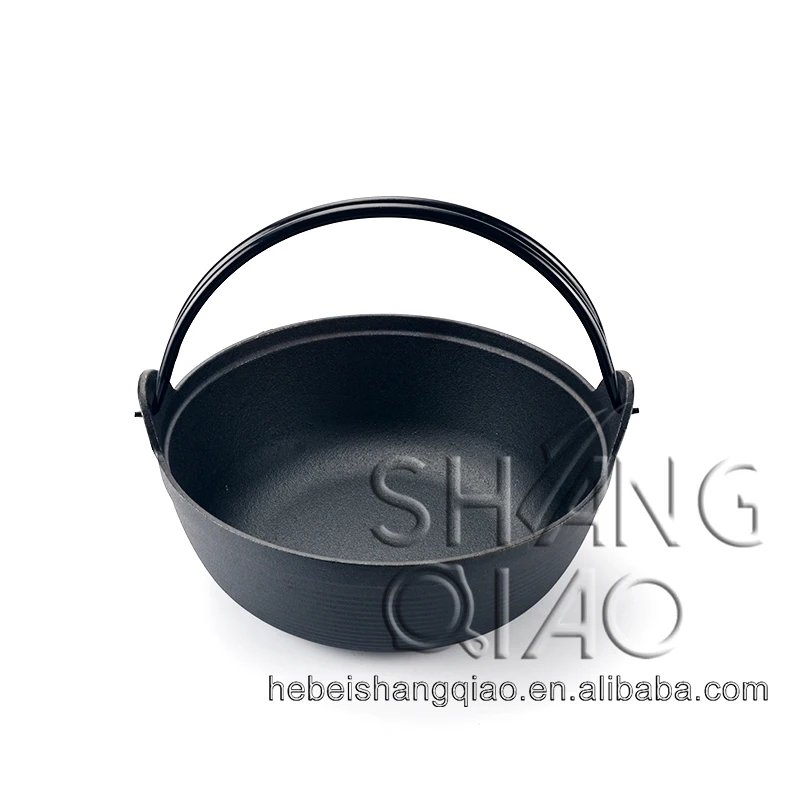 Japanese Design Cast Iron Nabe Sukiyaki Nabemono Hot Pot With Wooden Lid