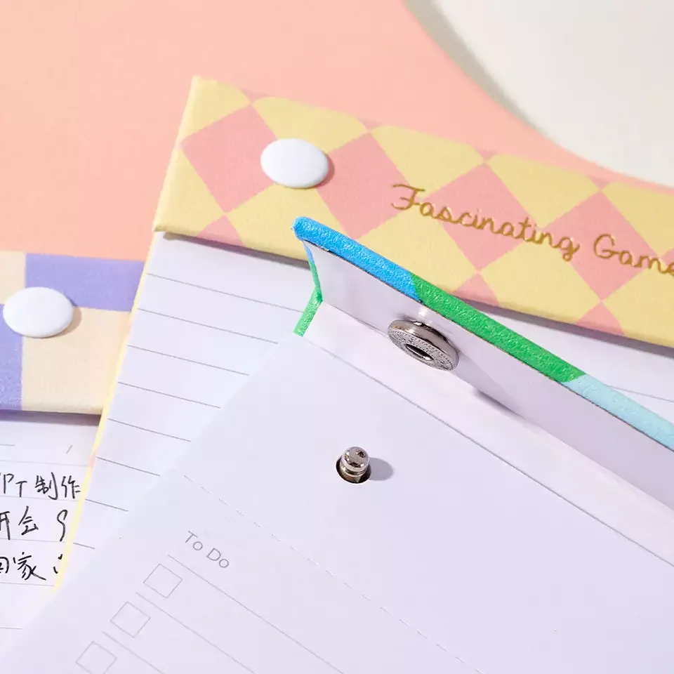 Checkerboard Design Notepad To Do List School Stationery Custom PU Leather Notepads With Pen Loop