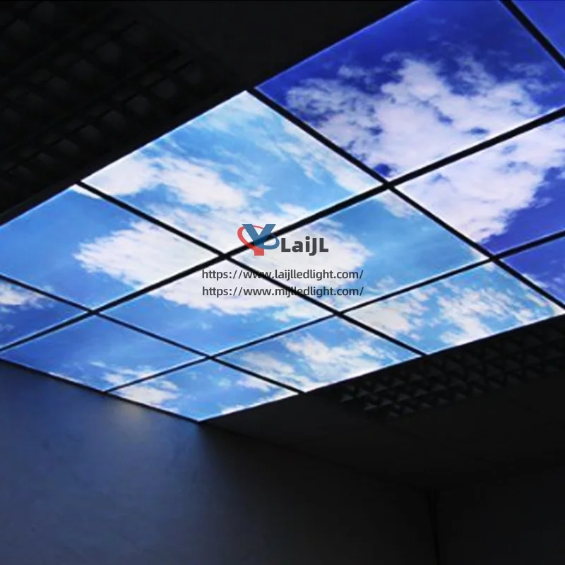 60X60cm 30X120cm Custom Square 40W Blue Sky Embedded LED Panel Light Blue Sky White Cloud Ceiling Light Window