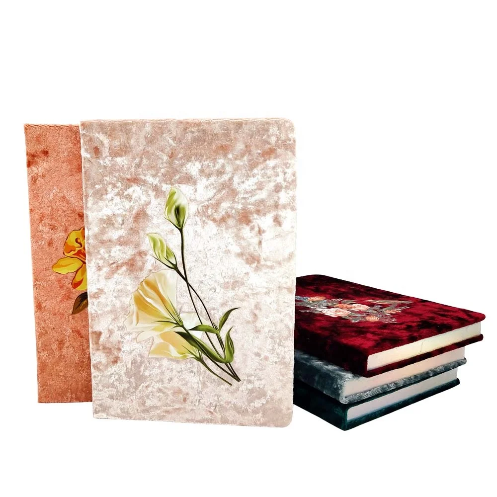 
School stationary supply custom hot transfer printing student velvet notebook 
