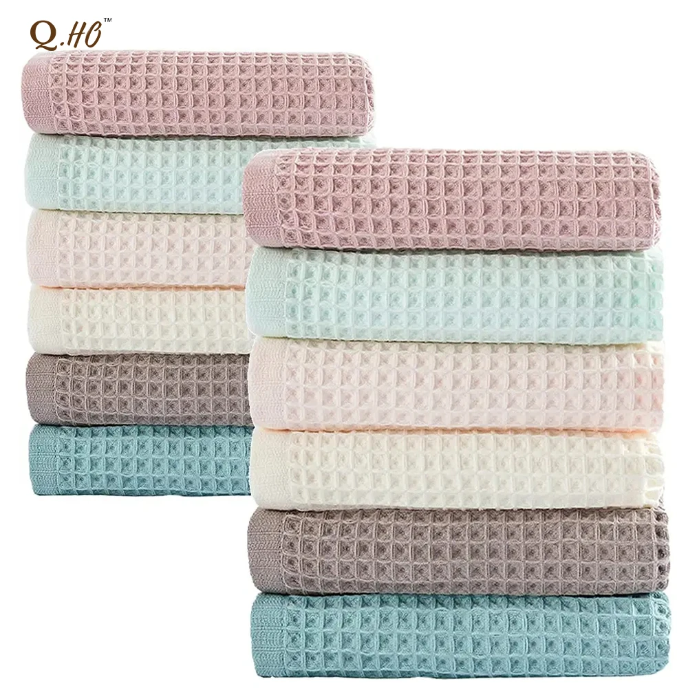 Wholesale Fashion custom logo Waffle 100% weave Cotton Kitchen Towel Tea Towel