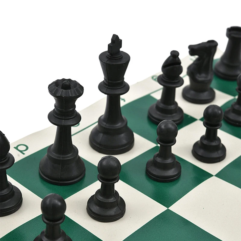 42*42cm Chess Game Sets Portable Rollable Chess Board Folding Roll up Thick Mat Chess Sets with Storage Bag for Kids and Adults