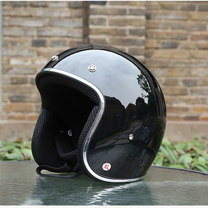 AMZ DOT Approved Retro 3/4 open face Motorcycle Helmet Vintage Half Face Moto Helmet