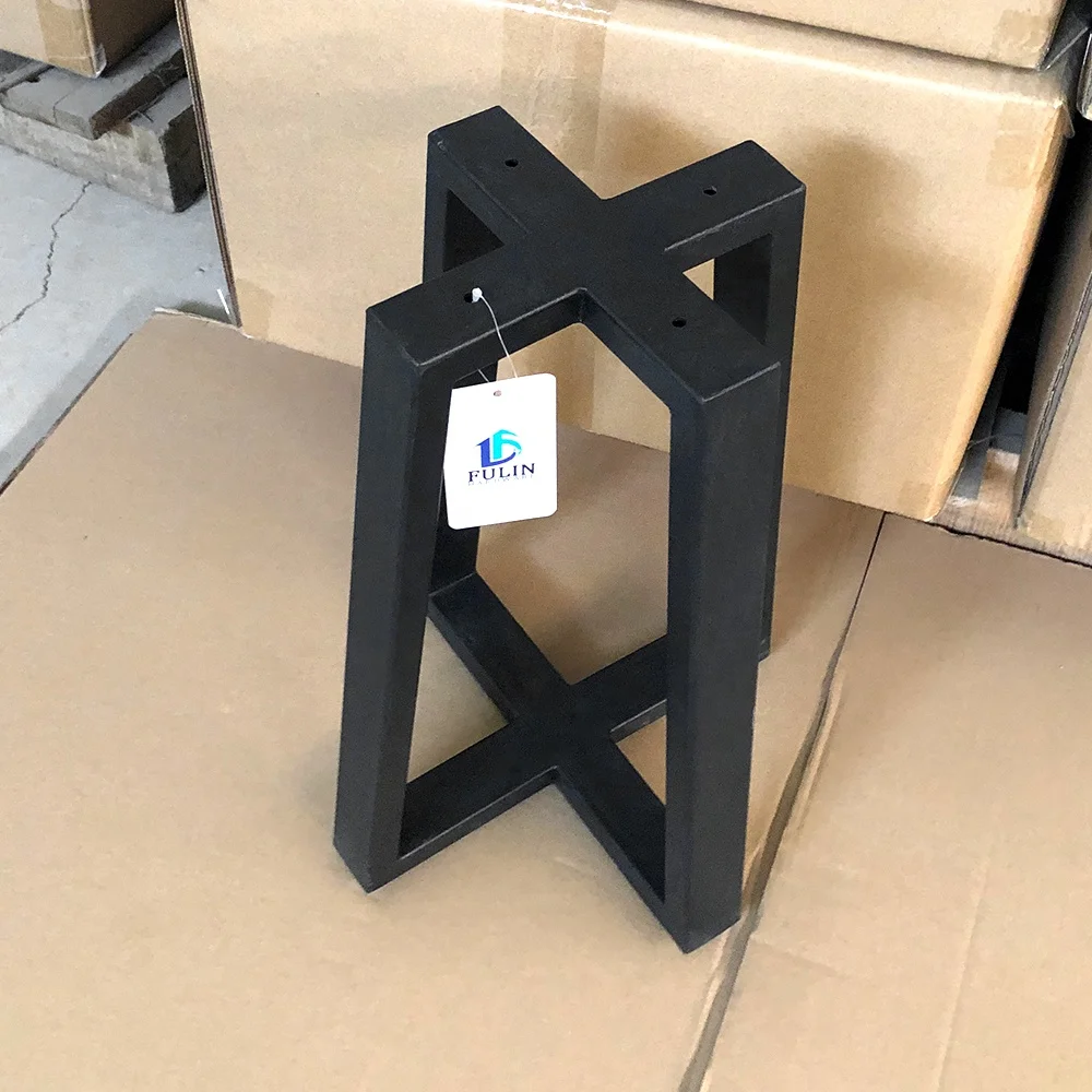 Black Dinning Large Cross Frame Wrought Pedestal Coffee Industrial Cast Iron Restaurant Dining Metal Table Base