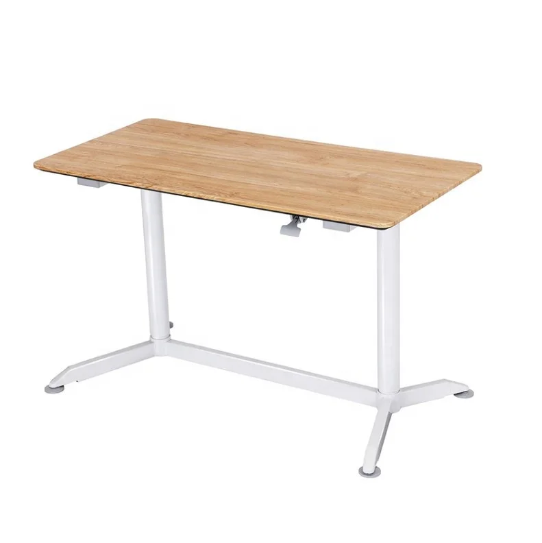 Ergonomic Pneumatic Two Legs Height Adjustable Office Desk Working Table Standing Home Office Desk