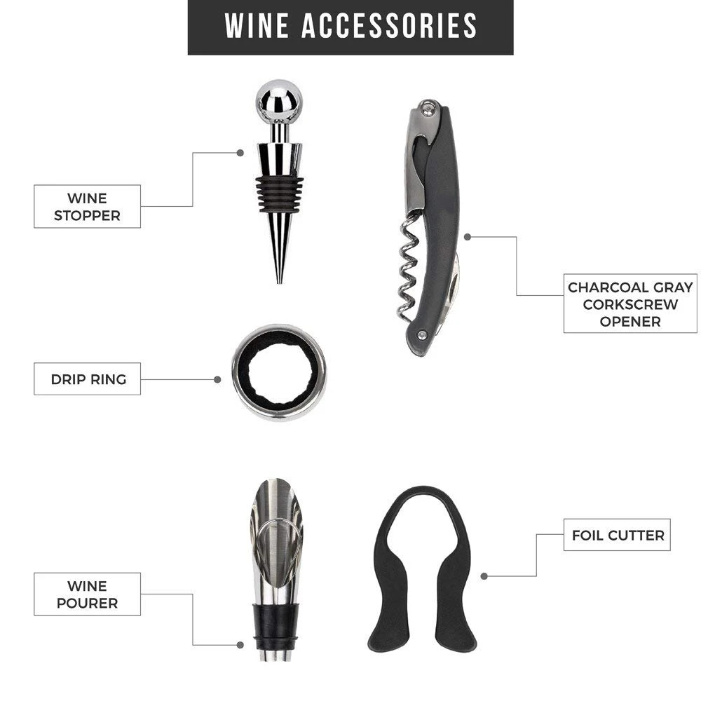 UCHOME Factory sell 5 Pieces Wine Tool Set Bottle Shaped Gift Sets Wine Opener Set