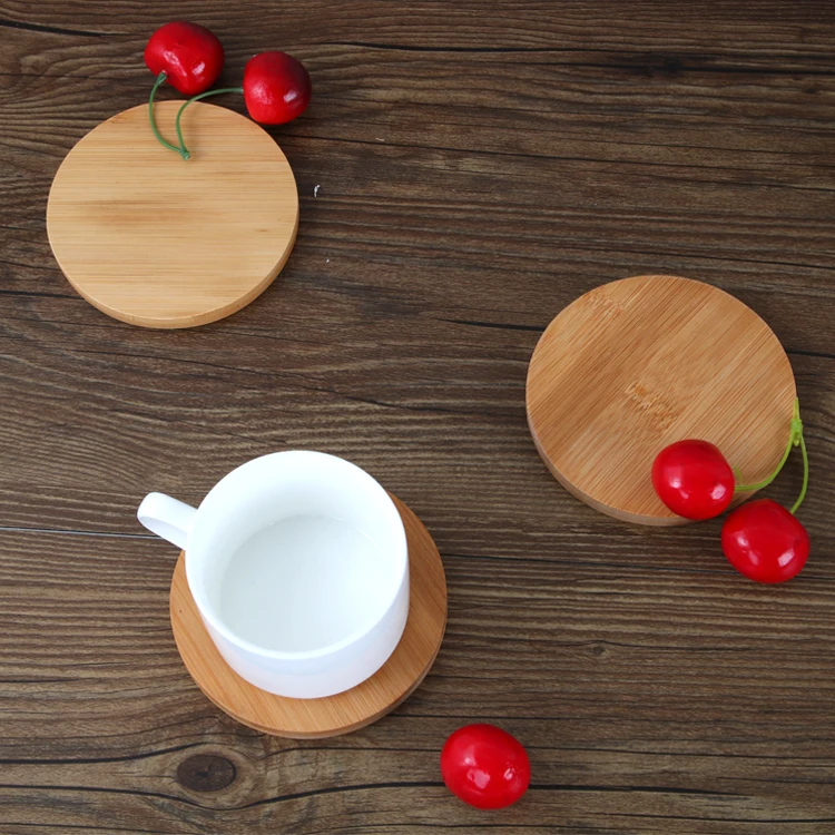 100% натуральные индивидуальные кухонные круглые подставки для чашек, Набор бамбуковых деревянных подставок, подставки для напитков