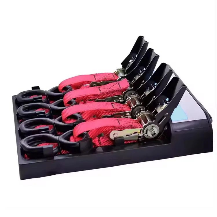 Australia Standard Motorcycle Kayak Iron Handle Ratchet Tie Down Rubber Double S-Shaped 25mmX500cmX4pcs Lashing Belt Set