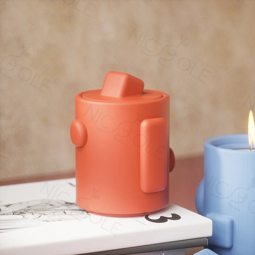 Nicole New Handmade Geometric Candle Jar Molds Concrete Cement Silicone Candle Vessel Mould For Adults